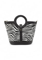 VIA MILANO Greta Borsa A Mano Donna Marrone Nero Bianco Animalier GRETAMNB-AI26
