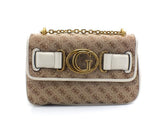 GUESS Aileen Shoulder Strap Borsa Tracolla Catena Brown Ivory HWAILEP1444 - Sandrini Calzature e Abbigliamento