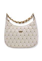GUESS Tirana Hobo Large Borchie Borsa Tracolla Donna Bianco Ivory QS855302 - Sandrini Calzature e Abbigliamento