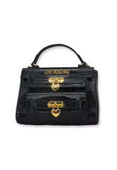 LOVE MOSCHINO Borsa Satchel Double Stampa Coccodrillo Nera JC4200PP1FLF0000 - Sandrini Calzature e Abbigliamento