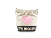 LOVE MOSCHINO Borsa Secchiello Cuore Quilted Avorio Nero Rosa JC4027PP1ELD111A - Sandrini Calzature e Abbigliamento