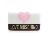 LOVE MOSCHINO Pochette Clutch Cuore Logo Avorio Nero Rosa JC4061PP1ELD111A - Sandrini Calzature e Abbigliamento