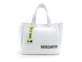 PATRIZIA PEPE Borsa Saddle Logo Printed Fluo Bianco CB0060L001-W146 - Sandrini Calzature e Abbigliamento