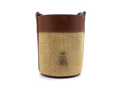 PATRIZIA PEPE Borsa Secchiello Paglia Logo Beige Natural 2B0003V004-W134 - Sandrini Calzature e Abbigliamento