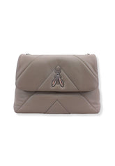 PATRIZIA PEPE Borsa Tracolla Satchel Logo Marrone Dark Tatami CB0302-L006 - Sandrini Calzature e Abbigliamento
