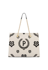 POLLINI Borsa Tote Big Nero Avorio TE8472PP0DQ1E00C - Sandrini Calzature e Abbigliamento