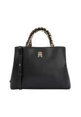 TOMMY HILFIGER Feminine Medium Satchel Borsa Black AW0AW14870 - Sandrini Calzature e Abbigliamento