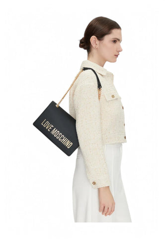 LOVE MOSCHINO Borsa a spalla Donna Nero Logo Oro JC4192PP1MKD0000-PE25