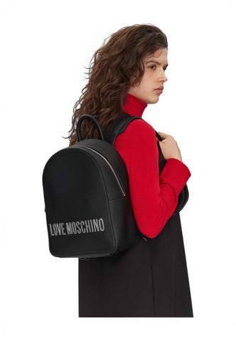 LOVE MOSCHINO Zaino Donna Nero Logo Argento JC4193PP1MKD000B-PE25