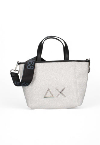SUN68 Bors Tote Tessuto Glitter Argento Z35266-44
