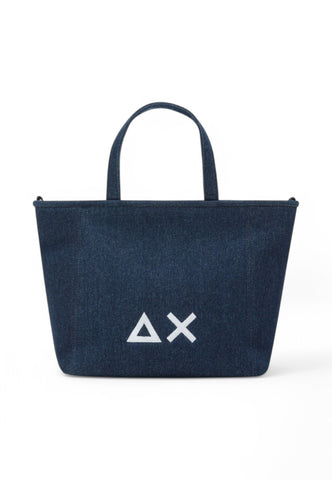 SUN68 Borsa Tote Tessuto Denim Blu Z35262-07
