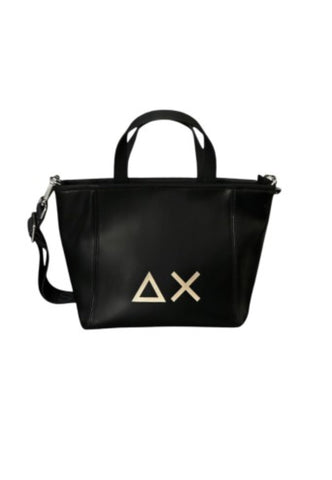 SUN68 Borsa Tote Tessuto Lucido Nero Oro Z35258-11