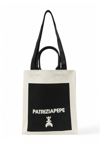 PATRIZIA PEPE Borsa Shopper Donna Bianco Nero 2B0121K264-PE25-F292