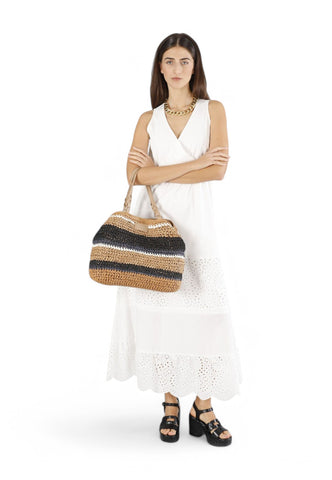 CAFENOIR Borsa Shopper Donna Beige Nero C3VA0802-PE25-N077