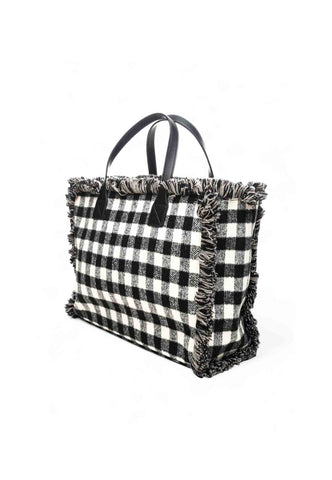 SUN68 Borsa A Mano Donna Nero Bianco Frange X45213-AI26-11