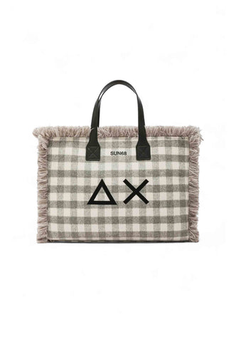 SUN68 Borsa A Mano Donna Grigio Bianco Frange X45213-AI26-34