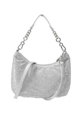 JUICY COUTURE Borsa Tracolla Donna Argento Nero Strass BIJ1M9005WPO902-AI26-902