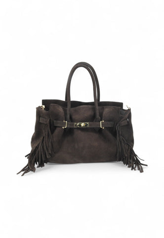 VIA MILANO 21 Elisa Borsa Shopper Donna Marrone Frange ELISATDM-AI26