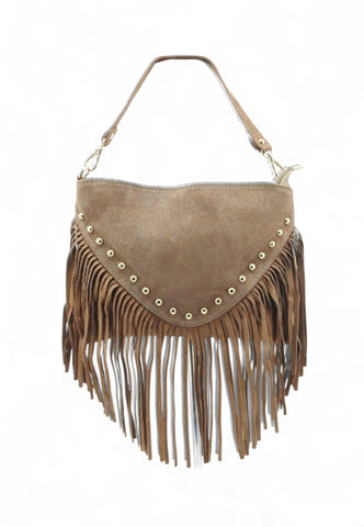 VIA MILANO 21 Isabel Borsa A Spalla Donna Beige Frange ISABELMTO-AI26