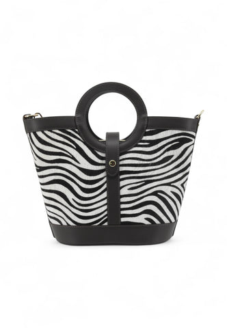VIA MILANO Greta Borsa A Mano Donna Marrone Nero Bianco Animalier GRETAMNB-AI26