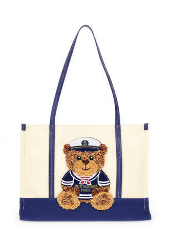 RUE MADAMI Borsa Shopper Donna Bianco Blu 1542-PE26-BICOLORBLUE