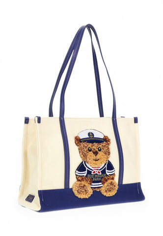 RUE MADAMI Borsa Shopper Donna Bianco Blu 1542-PE26-BICOLORBLUE