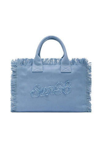 SUN68 Borsa Shopper Donna Azzurro Frange W36208-PE26-56