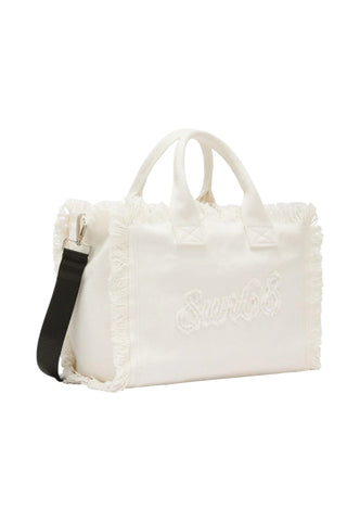 SUN68 Borsa Shopper Bianco Frange W36208-PE26-31