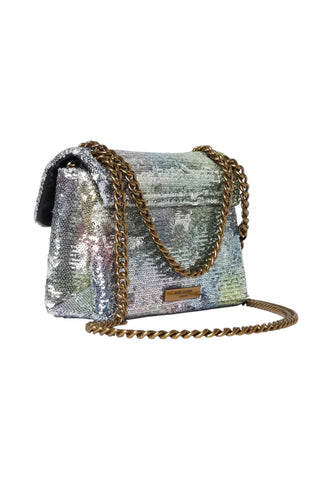 KURT GEIGER Borsa A Spalla Donna Argento Multicolore Paillettes 5380067779-PE26