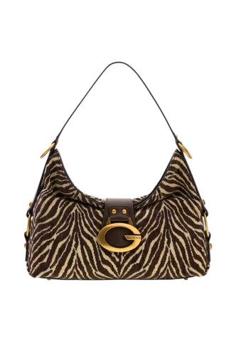 GUESS Borsa A Spalla Donna Beige Marrone Animalier HWZB9308180-AI27-BRO
