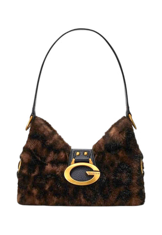 GUESS Borsa A Spalla Donna Marrone Nero Animalier HWLB9308720-AI27-LEO