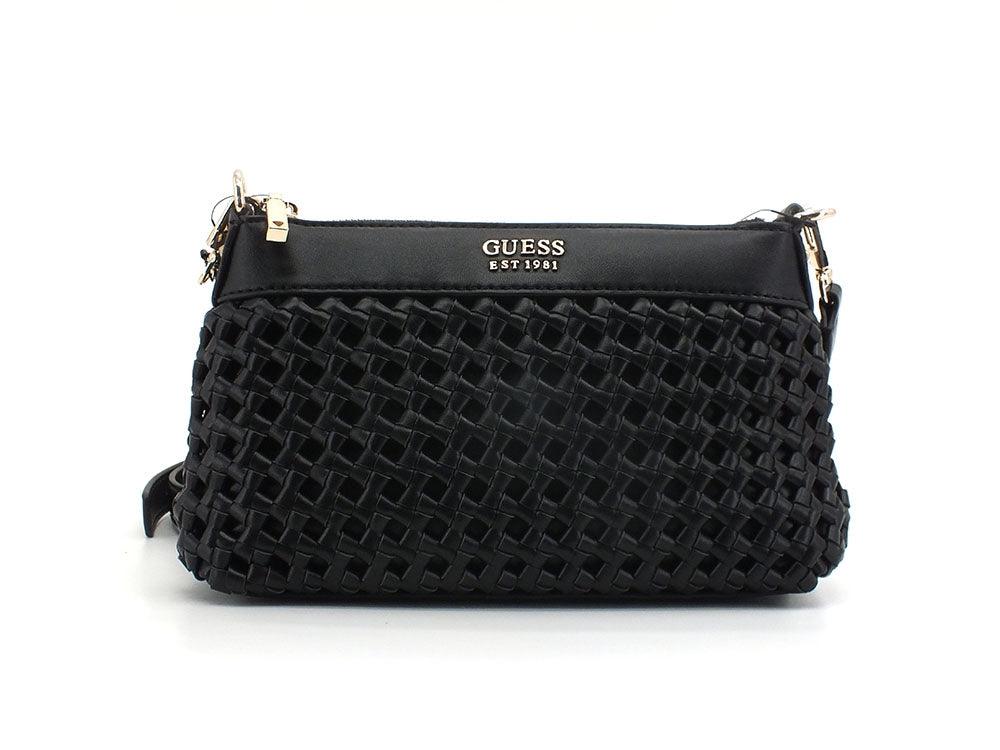 GUESS Sicilia Borsa Tracolla Zip Intreccio Black WG849018 - Sandrini Calzature e Abbigliamento