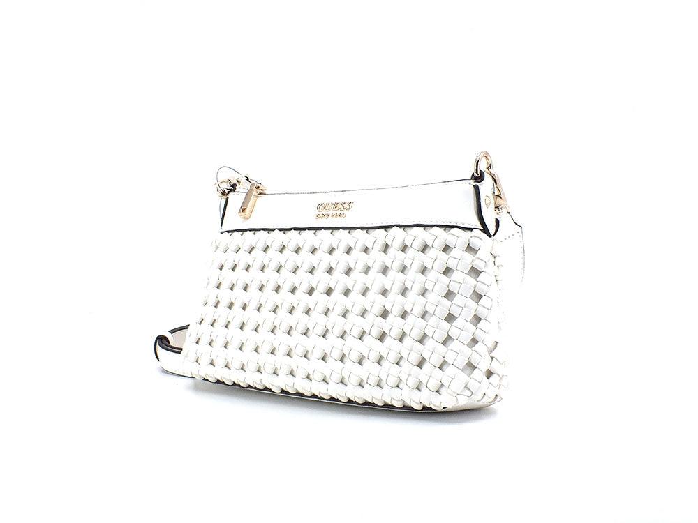 GUESS Sicilia Borsa Tracolla Zip Intreccio White WG849018 - Sandrini Calzature e Abbigliamento