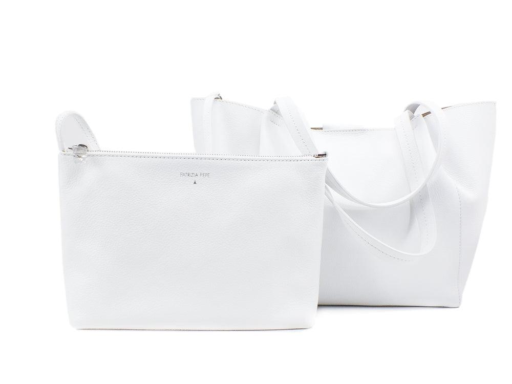 PATRIZIA PEPE Borsa Shopper Donna Bianco White 2V8895-4U8N - Sandrini Calzature e Abbigliamento