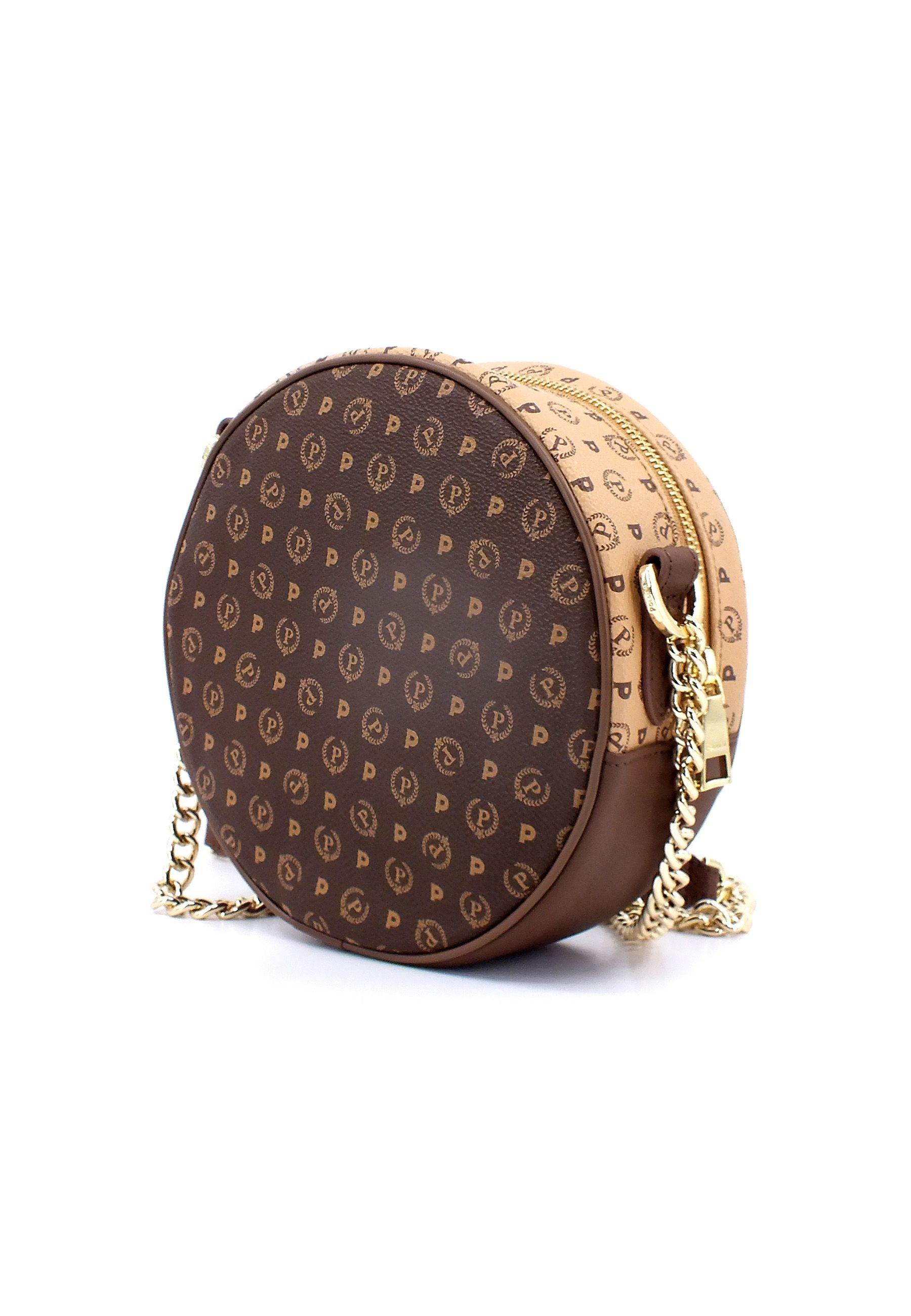 POLLINI Tracolla Tonda Crossbody Crema Marrone TE8455PP0BQ5330A - Sandrini Calzature e Abbigliamento
